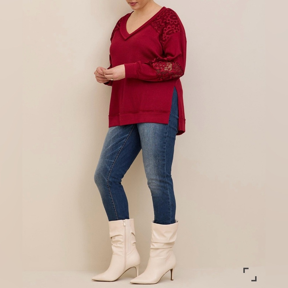 🆕NWT🔖Torrid Waffle Knit Tunic With Lace Inserts - 4x